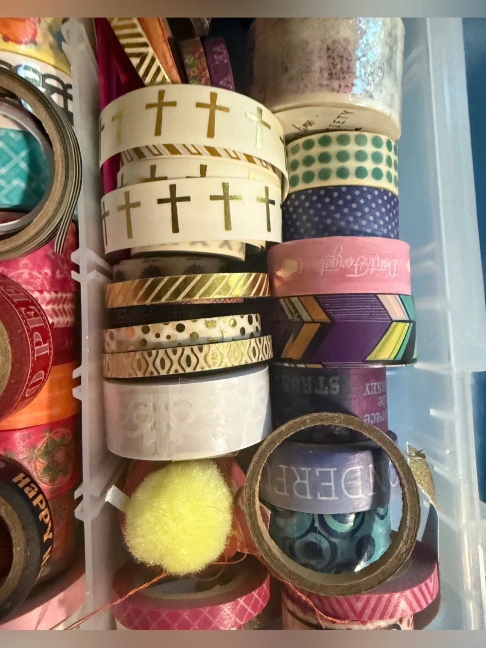 Huge Washi Tape Collection Lot with Clear Storage Organizer Box – 80+ Rolls